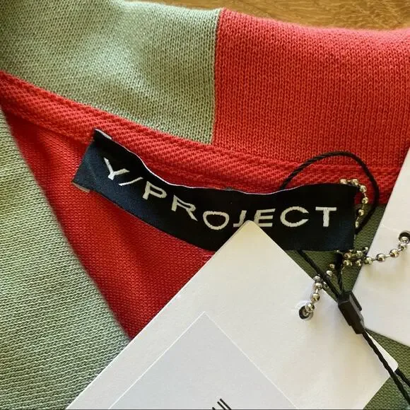 Farfetch - Y Project Asymmetrical Cotton Polo Collar Shirt in Orange and Green